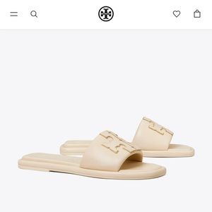 Tory Burch double T leather slides